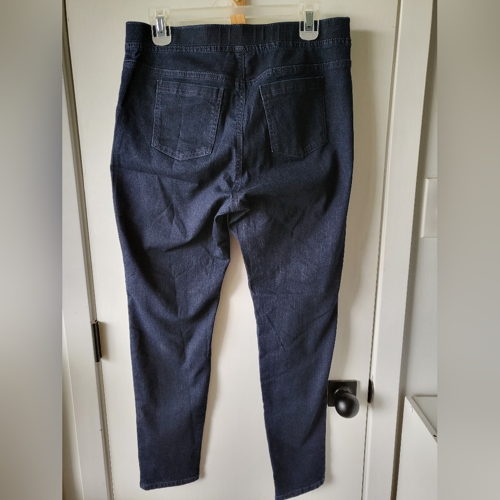 Hue Studio Womens Pull on Denim Jeggings Size L - Picture 3 of 5